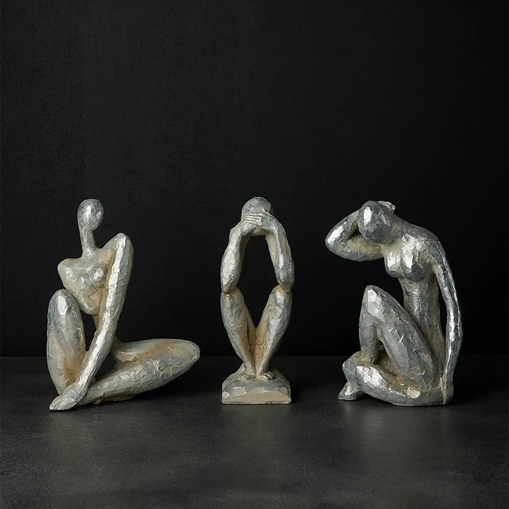 Figurë dekorative POZA 2, polirezine, argjend, 14x10x21 cm - 2