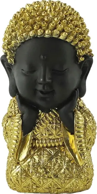 Dekor Baby Buddha, polirezine, ar dhe e zezë, 12x10x17cm