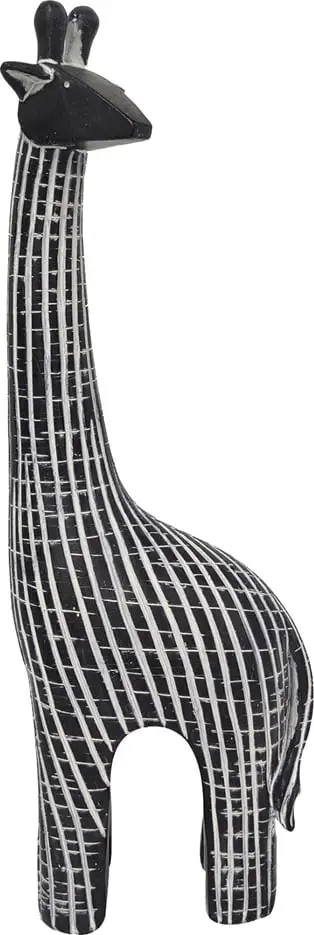 Dekor gjirafë KAMILO, polirezine, e zezë-bardhë, 9x5x31cm