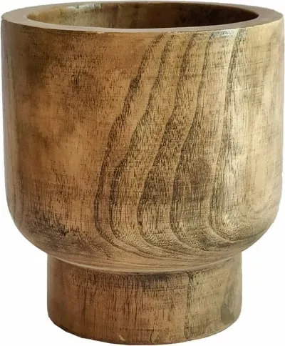 Vazë druri Cedar, ngjyrë kafe, 21x21x24cm - 1