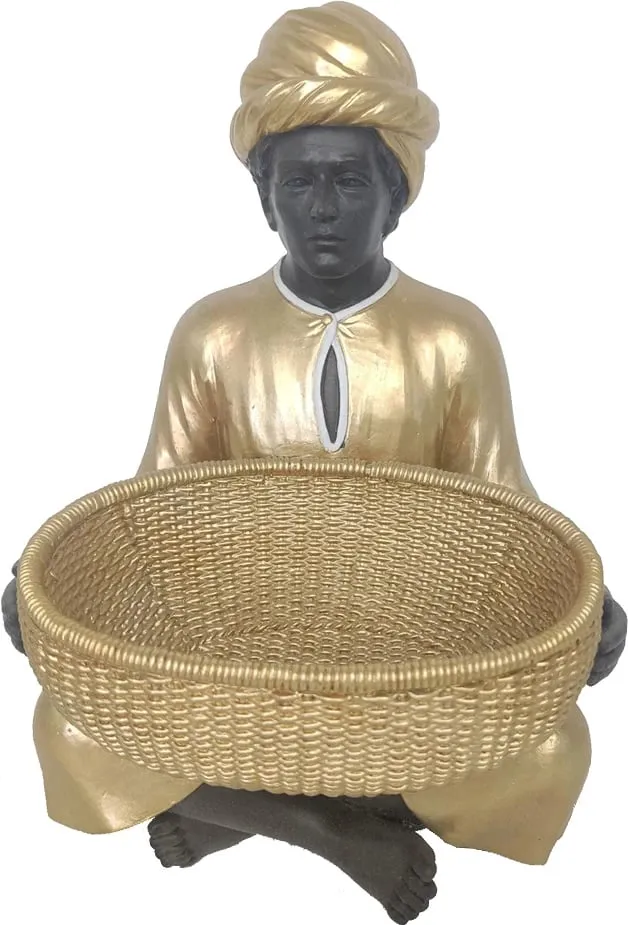 Figurë dekorative VEDAS, polirezine, ar e zi, 19x18x27cm - 1
