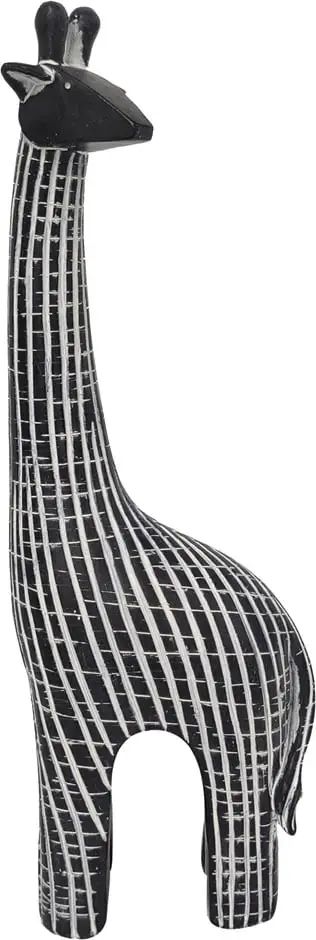 Dekor gjirafë KAMILO, polirezine, e zezë-bardhë, 12x7x36cm