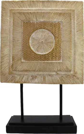 Dekor totem SQUARE DRUM, polirezine, natyrale e zezë, 26x8x40cm