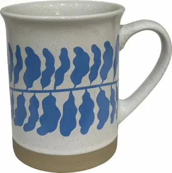 Filxhan Ydra, gur qeramike, i bardhë, detaje blu të çelët, bezhë, 10x10x12cm