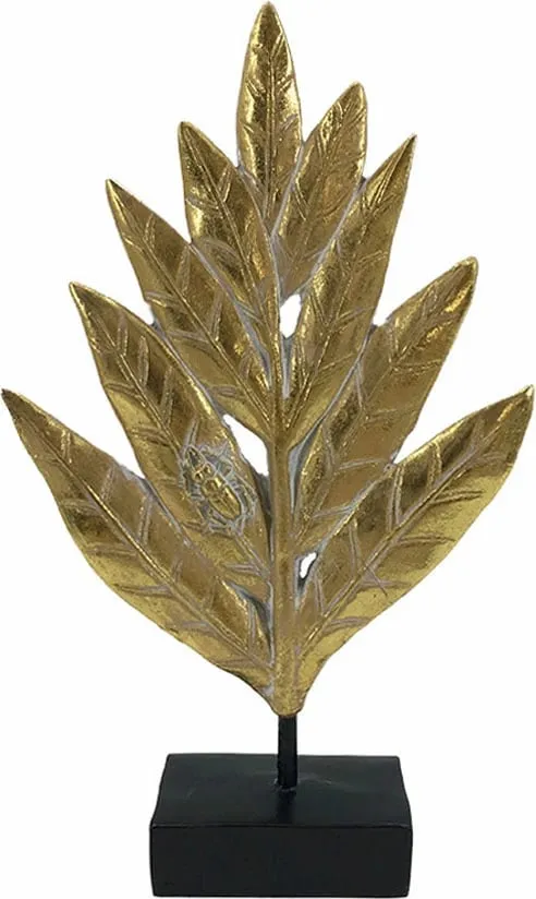 Dekor gjethe, ngjyrë ari e zezë, 15x5x26cm - 1