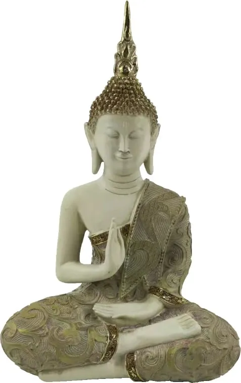 Dekor Buda, polirezine, bezhë, ar, vjollcë, 22x12x34cm - 1