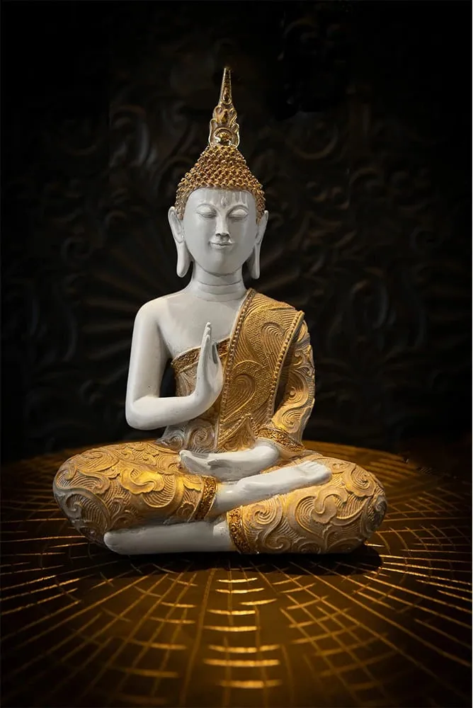 Dekor Buda, polirezine, bezhë, ar, vjollcë, 22x12x34cm - 2