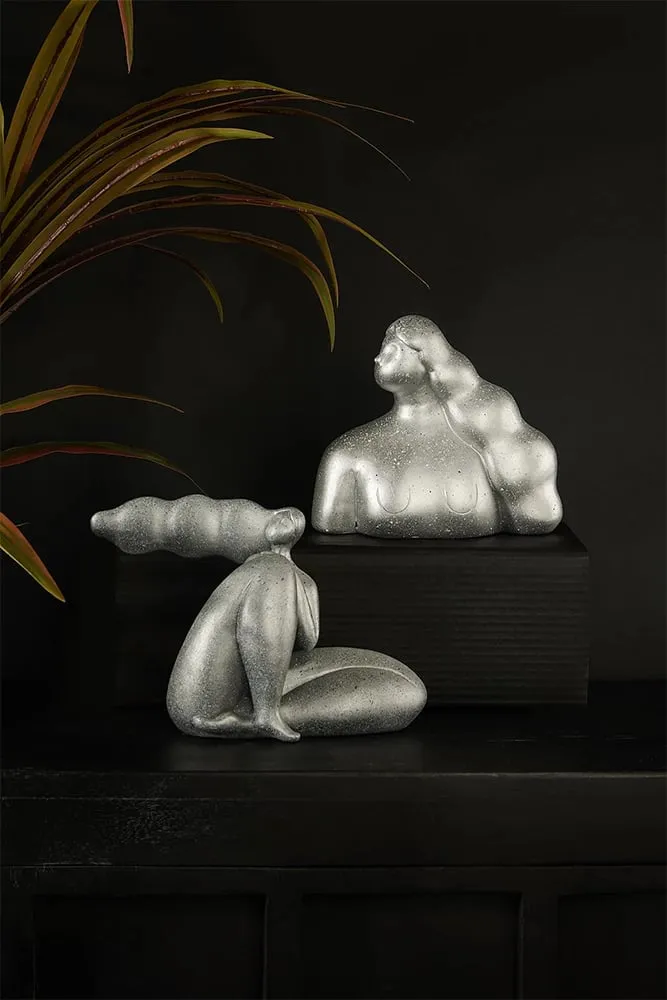 Figurë dekorative abstrakte, argjend, 20x10x19cm - 2