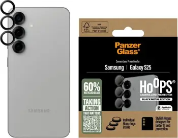 Mbrojtës lente PanzerGlass Hoops për Samsung Galaxy S25, i zi