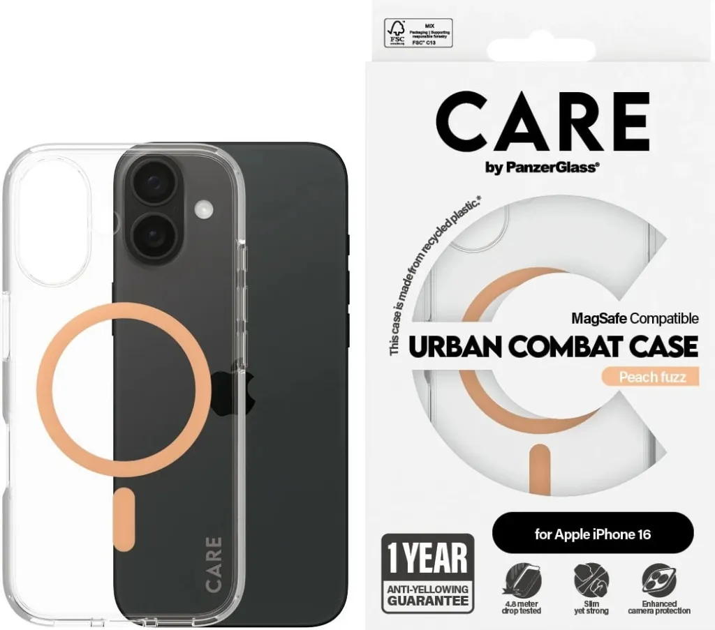 Mbështjellës PanzerGlass CARE Case Flagship Peachy MagSAFE për iPhone 16, transparent - 2
