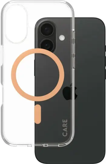 Mbështjellës PanzerGlass CARE Case Flagship Peachy MagSAFE për iPhone 16, transparent