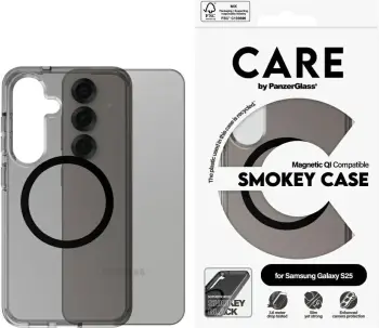 Mbështjellës PanzerGlass CARE Flagship Urban Combat, për Samsung Galaxy S25, gjysmë-transparent, Smokey Black