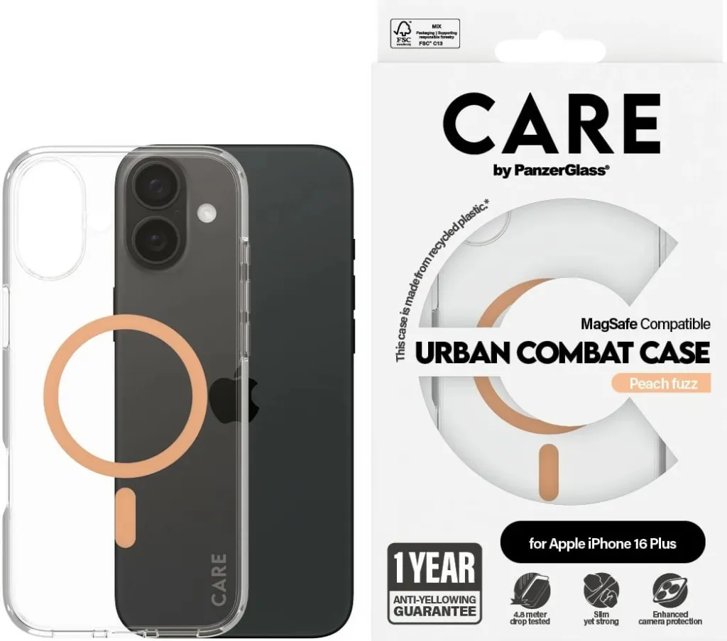Mbështjellës PanzerGlass CARE Case Flagship Peachy MagSAFE për iPhone 16 Plus, transparent - 2