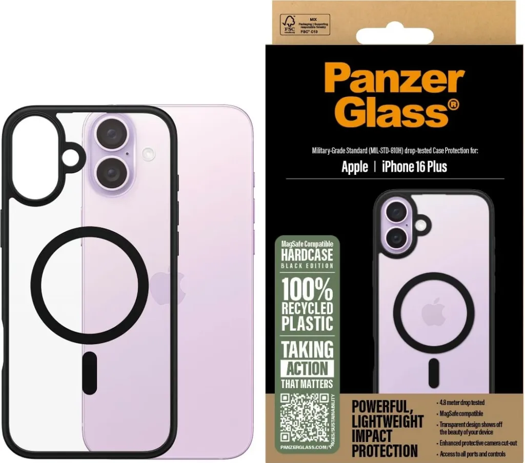Mbështjellës PanzerGlass HardCase MagSAFE për iPhone 16 Plus, transparent/zi - 2