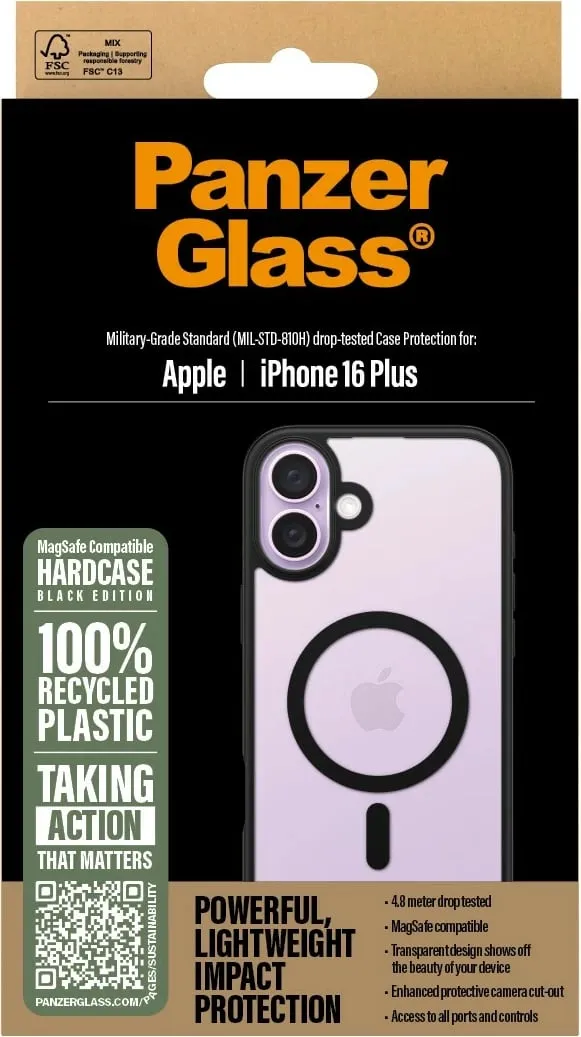Mbështjellës PanzerGlass HardCase MagSAFE për iPhone 16 Plus, transparent/zi - 3