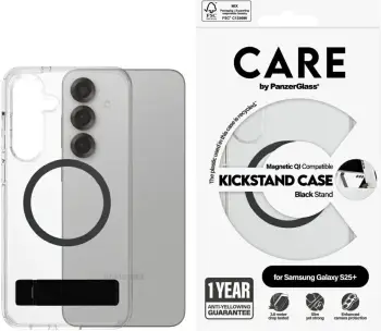 Mbështjellës PanzerGlass CARE Feature Case, për Samsung Galaxy S25 Plus, transparent, me kickstand & QI