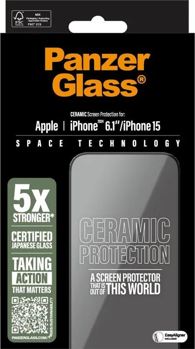 Mbrojtës ekrani PanzerGlass Ceramic për iPhone 16/15, transparent - 3