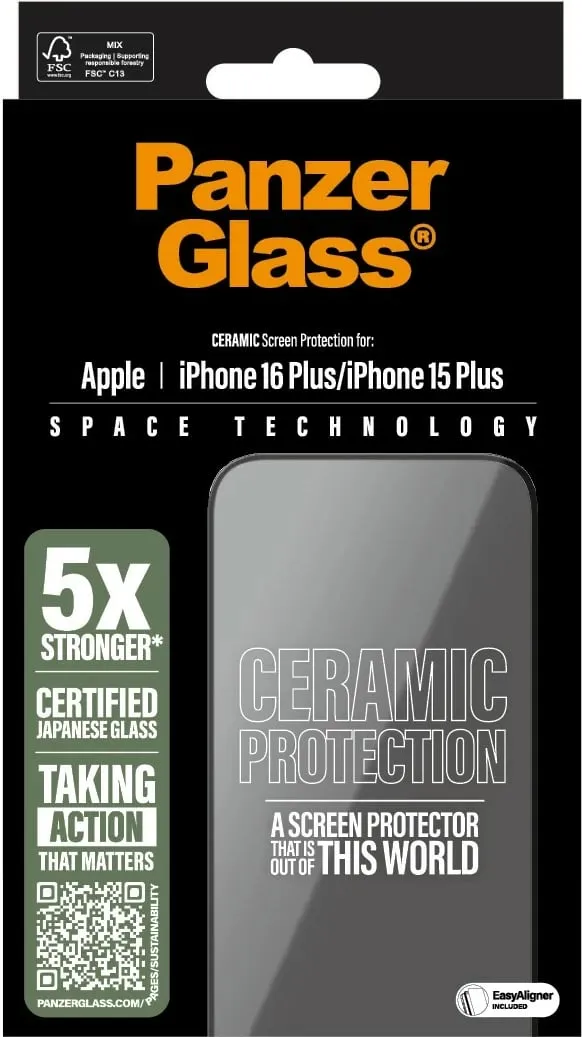 Mbrojtës ekrani PanzerGlass Ceramic për iPhone 16/15 Plus, transparent - 3