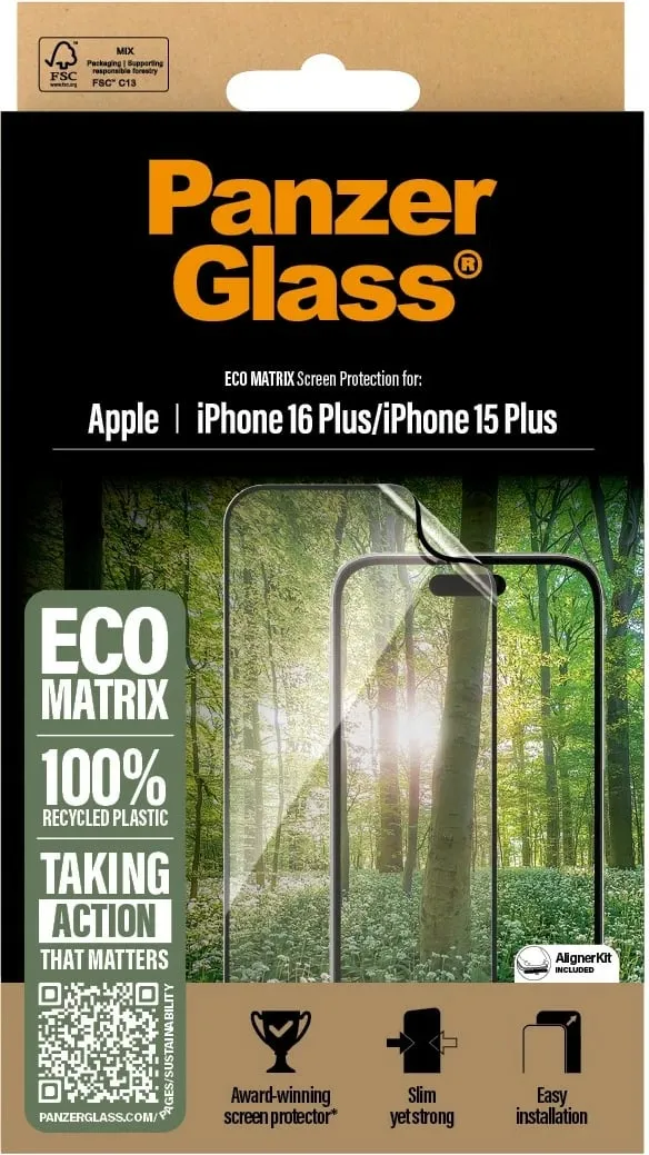 Mbrojtës ekrani PanzerGlass MATRIX për iPhone 16/15 Plus, transparent - 3