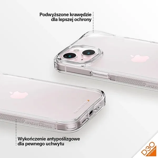 Mbështjellës PanzerGlass HardCase me D3O për iPhone 15/14/13, Transparent - 2