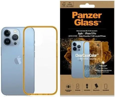 Mbështjellës PanzerGlass ClearCase, për iPhone 13 Pro, Transparent/Verdhë - 1