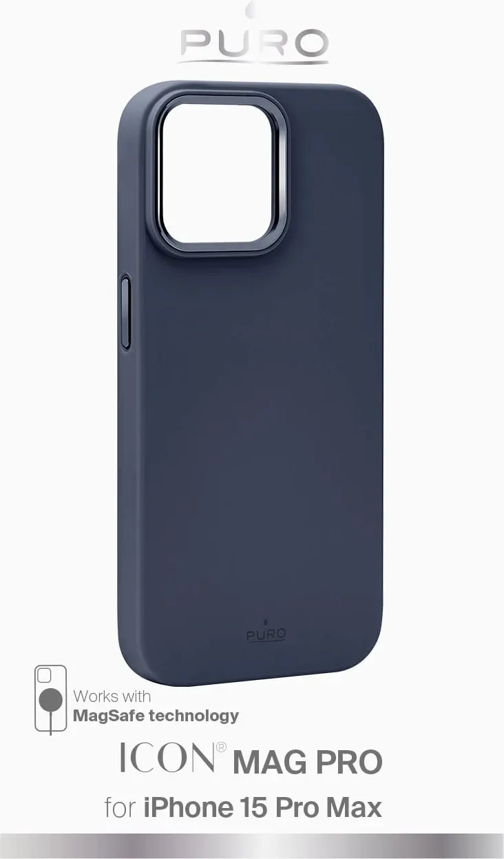 Mbështjellës Puro Icon Mag Pro MagSafe për iPhone 15 Pro Max, silikon, Kaltër e errët - 2