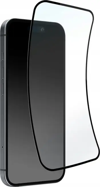 Xham mbrojtës Puro Flexible Glass D3O me kornizë të zezë për iPhone 16 / iPhone 15 / iPhone 15 Pro
