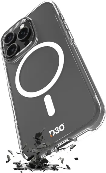 Mbështjellës Puro Impact Clear D3O MagSafe për iPhone 16 Pro, Transparent