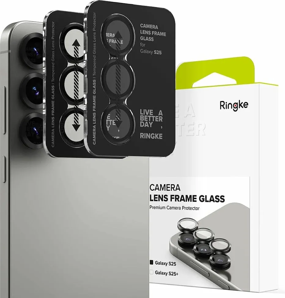 Mbrojtës kornize kamere Ringke për Samsung Galaxy S25, 2 copë, Zi - 1