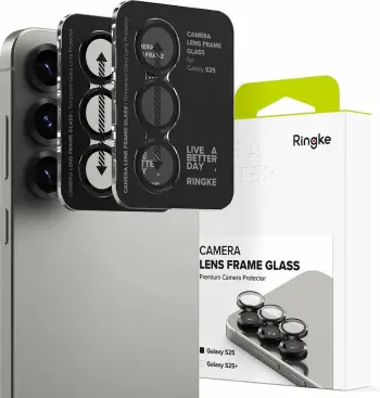 Mbrojtës kornize kamere Ringke për Samsung Galaxy S25, 2 copë, Zi
