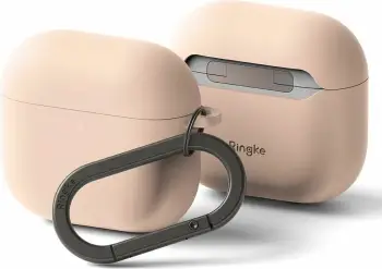 Mbështjellës silikoni Ringke për Apple AirPods 4, Rozë, me karabiner