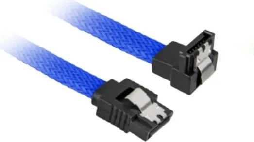 Kabllo SATA III Sharkoon 0.6m, 90°, kaltër/zezë - 1