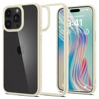 Mbrojtëse për celular iPhone 15 Pro Spigen Ultra Hybrid, transparente/bezhë