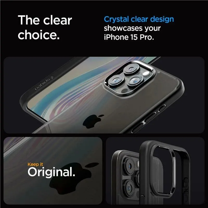 Mbrojtëse për celular Spigen Crystal Hybrid, për iPhone 15 Pro, e zezë - 2