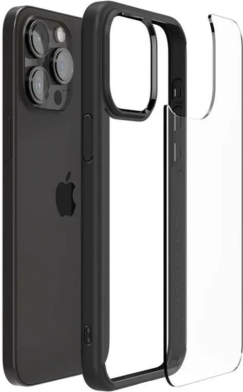 Mbrojtëse për celular Spigen Crystal Hybrid, për iPhone 15 Pro, e zezë - 11