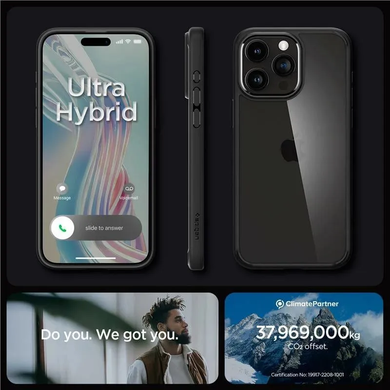 Mbrojtëse për celular Spigen Crystal Hybrid, për iPhone 15 Pro, e zezë - 6