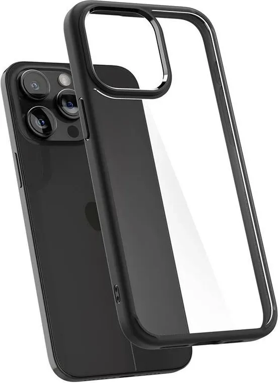 Mbrojtëse për celular Spigen Crystal Hybrid, për iPhone 15 Pro, e zezë - 9