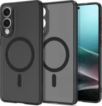 Maskë mbrojtëse Spigen Ultra Hybrid MagSafe për Samsung Galaxy S25 Edge, Frost Black, transparente e zezë