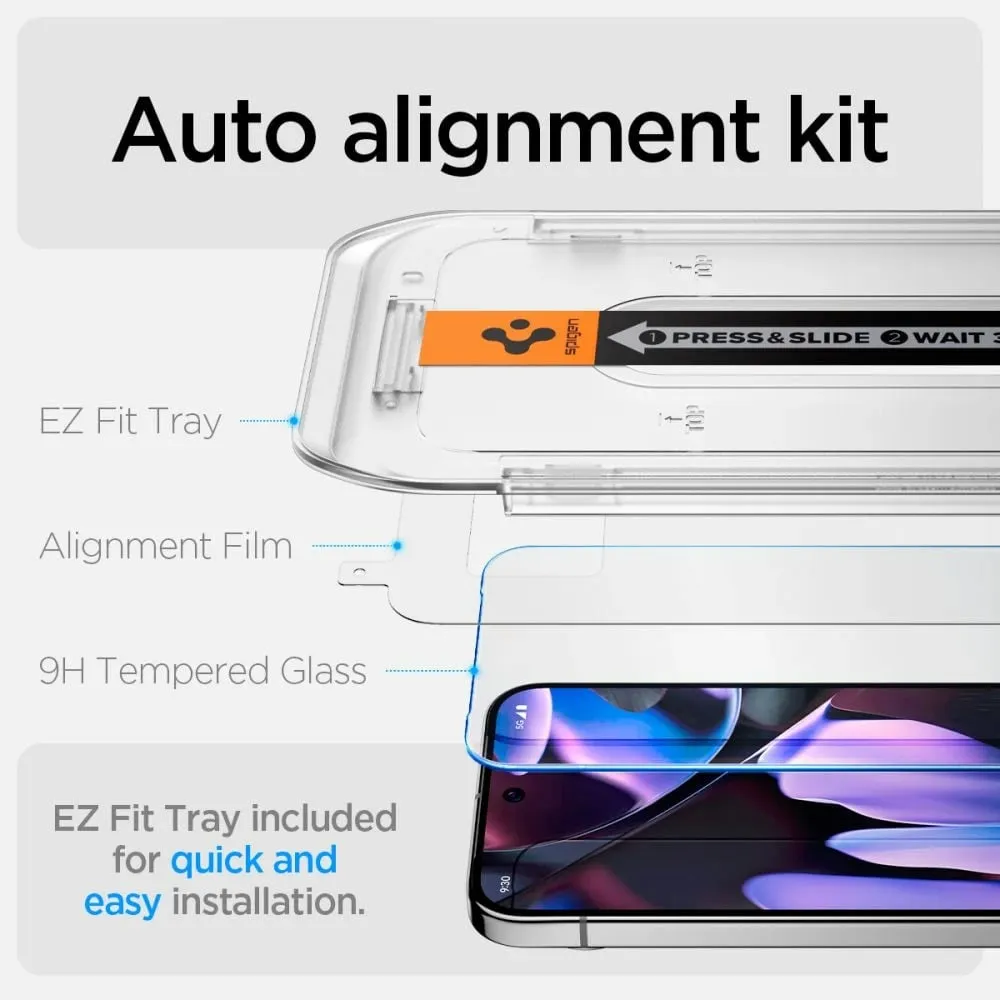 Xham mbrojtës Spigen Glass TR EZ Fit për Google Pixel 9 Pro XL, 2 copë, xhami i temperuar, transparent - 10