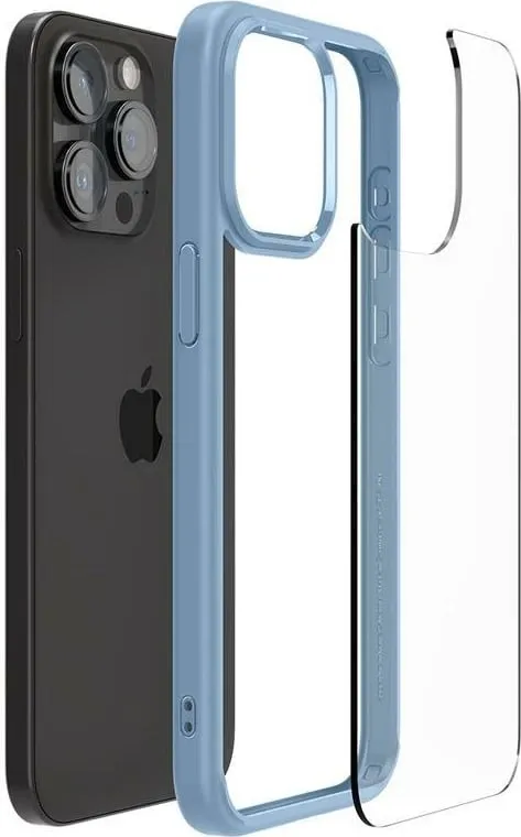 Mbështjellës Spigen Crystal Hybrid për iPhone 15 Pro Max, Transparent Blu - 11