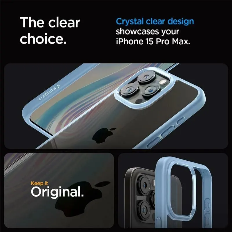 Mbështjellës Spigen Crystal Hybrid për iPhone 15 Pro Max, Transparent Blu - 5
