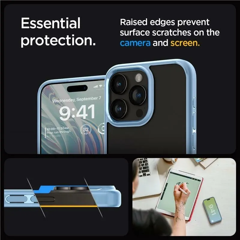 Mbështjellës Spigen Crystal Hybrid për iPhone 15 Pro Max, Transparent Blu - 7