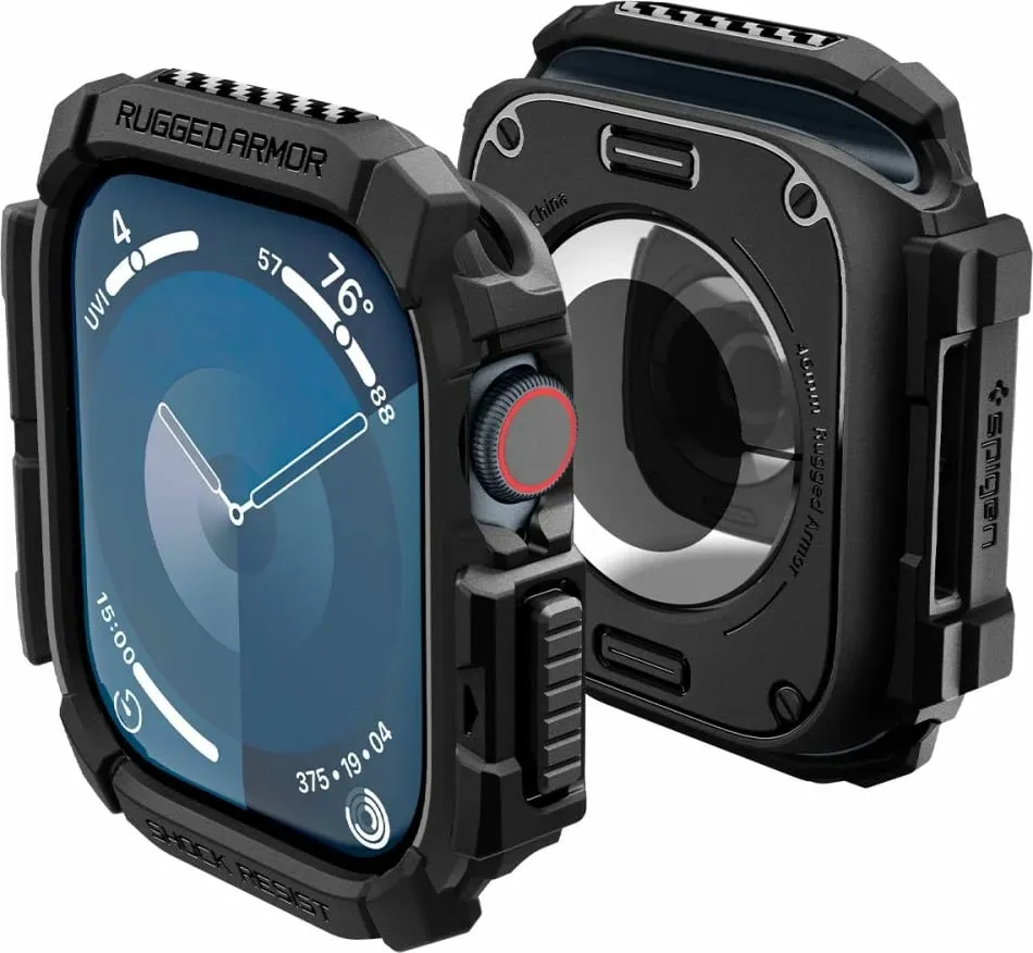 Mbrojtëse Spigen Rugged Armor për Apple Watch 10 (46 mm), e zezë - 1
