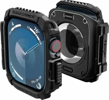 Mbrojtëse Spigen Rugged Armor për Apple Watch 10 (46 mm), e zezë