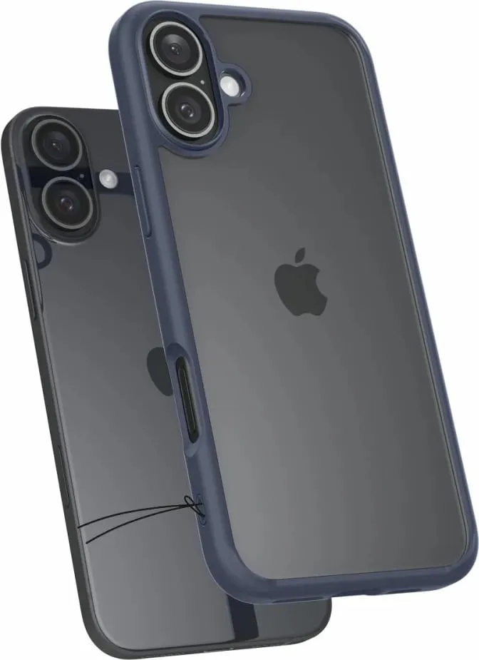 Mbulesë telefoni Spigen Ultra Hybrid, për iPhone 16, mbrojtëse transparente, blu navy - 2