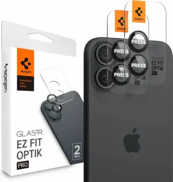 Mbrojtës kamere Spigen Glass tR EZ Fit Optik Pro, 2 copë, për iPhone 16 16 Plus, i zi