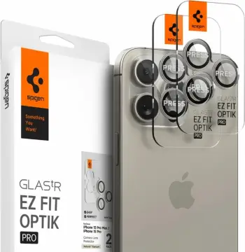 Mbrojtës xhami për kamerë Spigen Optik.tR EZ Fit, për iPhone 14 Pro / Pro Max / 15 Pro / Pro Max, Titanic, 2 copë
