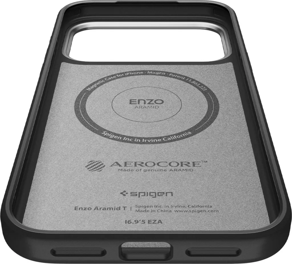 Mbështjellës Spigen Enzo Aramid "T" MagSafe për iPhone 17 Pro Max, Zi dhe Argjendtë - 2