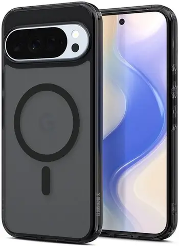 Mbulesë telefoni Spigen Ultra Hybrid MagSafe për Google Pixel 10 Pro XL, transparente, kornizë gri e errët