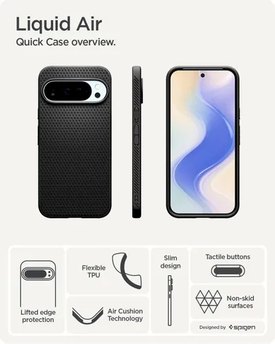Mbulesë telefoni Spigen Liquid Air për Google Pixel 10 Pro XL, matte, e zezë - 3